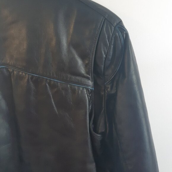 Men's Black Leather Coat - Valois Acton Vale QC - Rare Vintage - Picture 8 of 12